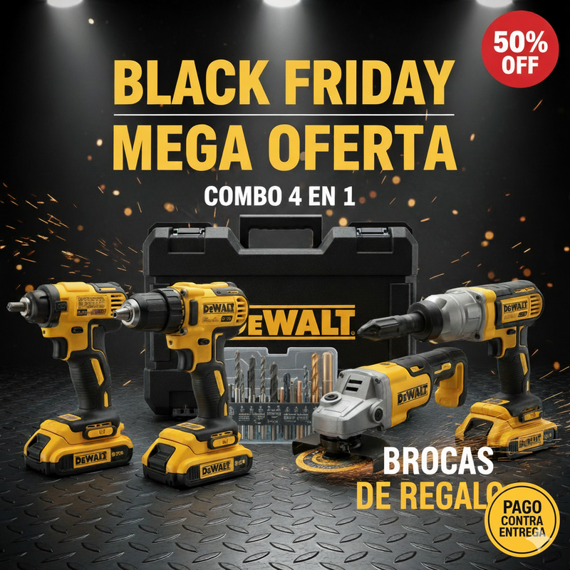 Kit Herramientas DEWALT 4 en 1 | Black Friday 50% DCTO | Pago Contra Entrega